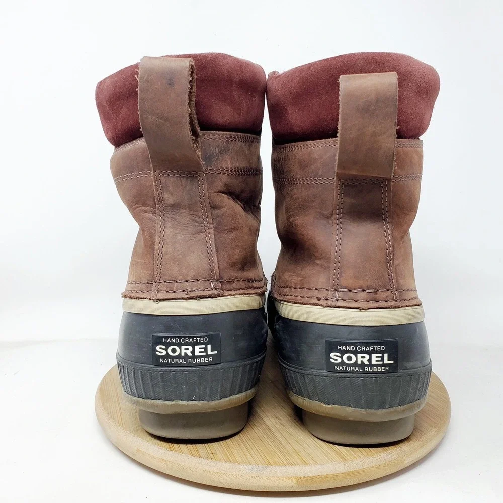 Sorel Boots Men 12 Cheyanne II Brown Leather Winter Lace Up Waterproof Duck Shoe